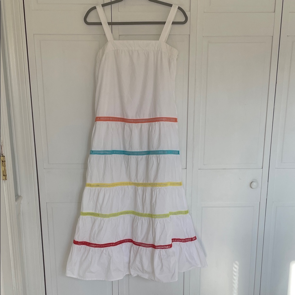English Factory White Maxi Sundress with Rainbow Trim